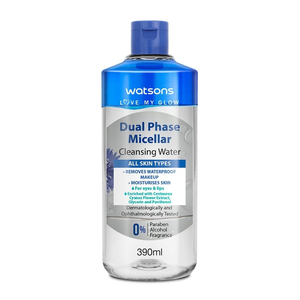 Dual Phase Micellar Cleansing Water (For All Skin Types, No Rinse, Free Paraben, Alcohol, & Fragrance) 390ml