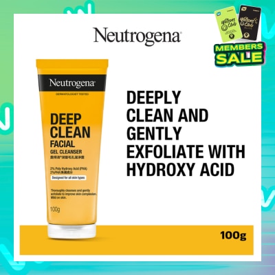 NEUTROGENA Deep Clean Facial Gel Cleanser (Cleanses & Gently Exfoliate To Improve Skin Complexion) 100g