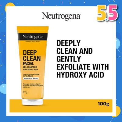 NEUTROGENA Deep Clean Facial Gel Cleanser (Cleanses & Gently Exfoliate To Improve Skin Complexion) 100g
