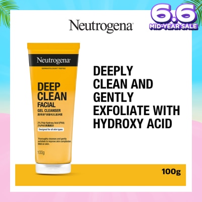 NEUTROGENA Deep Clean Facial Gel Cleanser (Cleanses & Gently Exfoliate To Improve Skin Complexion) 100g