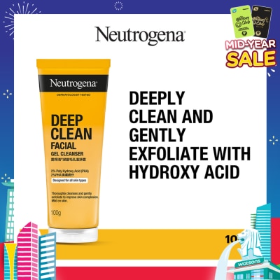 NEUTROGENA Deep Clean Facial Gel Cleanser (Cleanses & Gently Exfoliate To Improve Skin Complexion) 100g