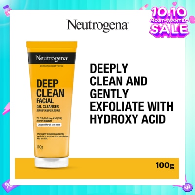 NEUTROGENA Deep Clean Facial Gel Cleanser (Cleanses & Gently Exfoliate To Improve Skin Complexion) 100g