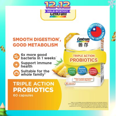 CENTRUM Triple Action Probiotics Capsule 60s (Expiry: Jul`2026)