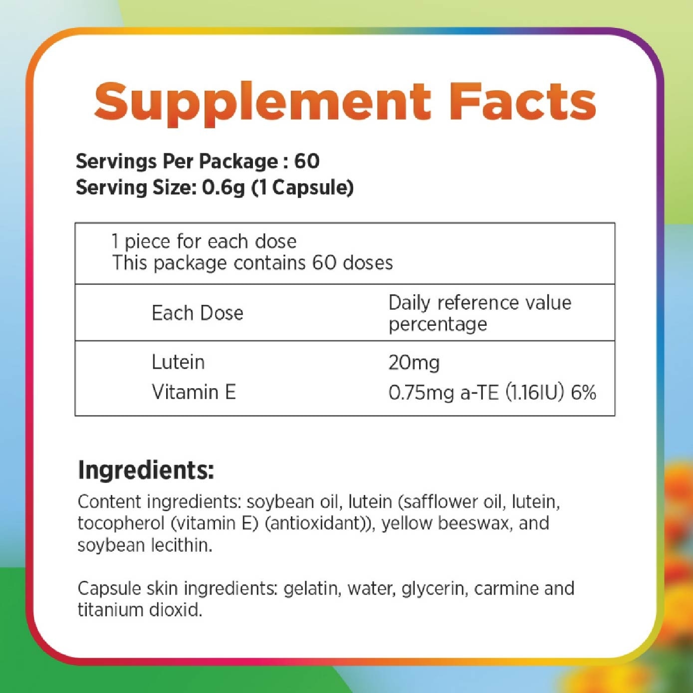 Lutein 20mg Capsule 60s