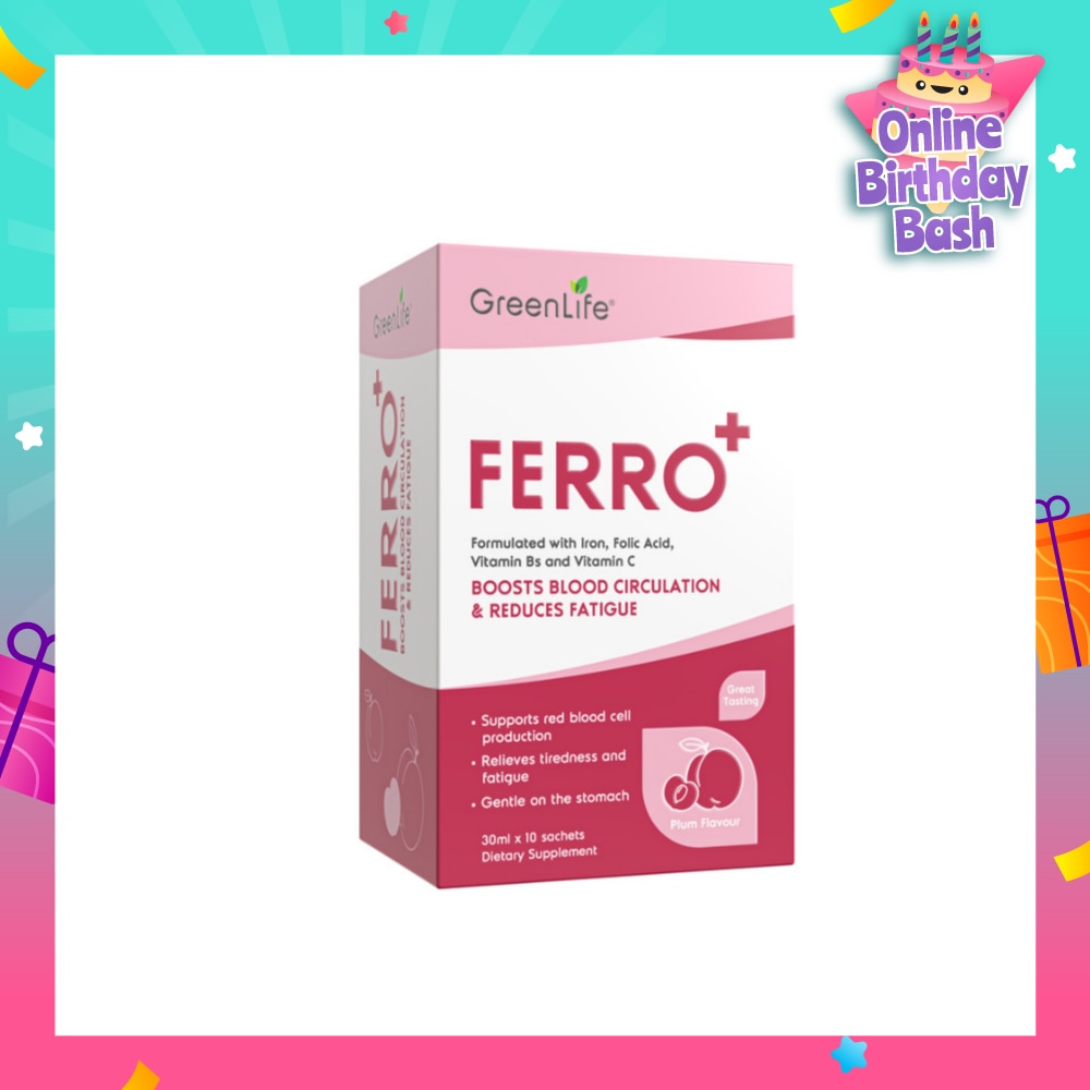 Ferro+ Plum Dietary Supplement Sachet (To Boosts Blood Circulation & Reduces Fatigue) 10s
