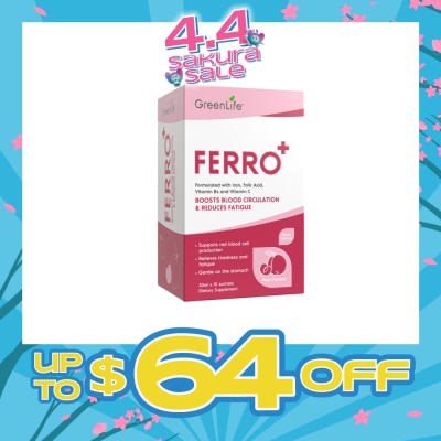 GREENLIFE - Ferro+ Plum Dietary Supplement Sachet (To Boosts Blood Circulation & Reduces Fatigue) 10s
