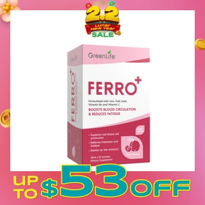 GREENLIFE Ferro+ Plum Dietary Supplement Sachet (To Boosts Blood Circulation & Reduces Fatigue) 10s