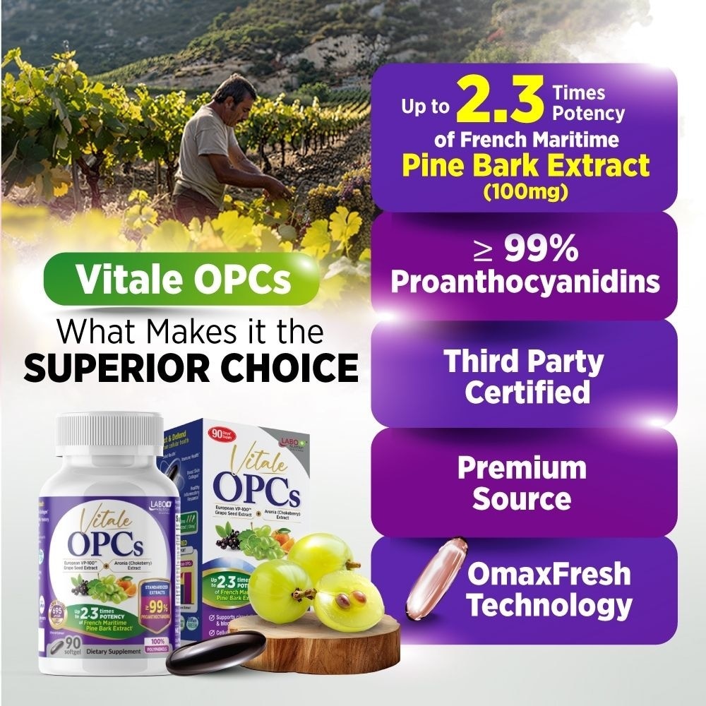 Vitale OPCs European Grape Seed Extract Softgels (Antioxidant, Circulation, Skin, & Immunity) 90s image