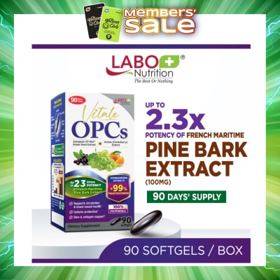 LABO NUTRITION - Vitale OPCs Dietary Supplement Softgel (European Grape Seed Extract For Radiant Skin, Immunity, Heart Health, Healthy Circulation & Antioxidant Protection) 90s