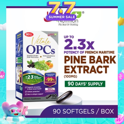 LABO NUTRITION - Vitale OPCs Dietary Supplement Softgel (European Grape Seed Extract For Radiant Skin, Immunity, Heart Health, Healthy Circulation & Antioxidant Protection) 90s