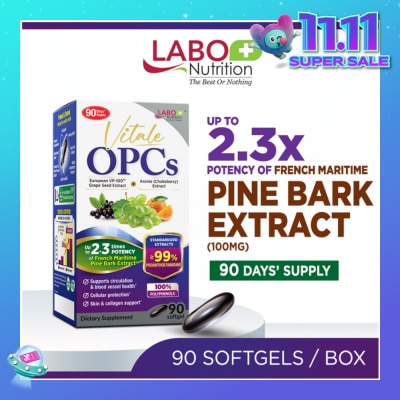 LABO NUTRITION Vitale OPCs Dietary Supplement Softgel (European Grape Seed Extract For Radiant Skin, Immunity, Heart Health, Healthy Circulation & Antioxidant Protection) 90s
