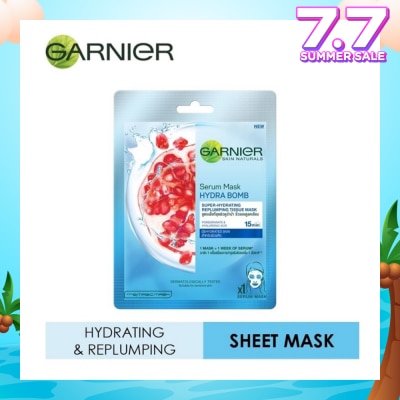 GARNIER Hydra Bomb Pomegranate Super Hydrating Replumping Serum Tissue Mask 1s