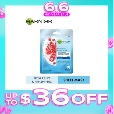 GARNIER - Hydra Bomb Pomegranate Super Hydrating Replumping Serum Tissue Mask 1s
