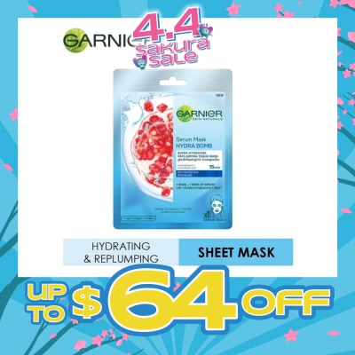GARNIER - Hydra Bomb Pomegranate Super Hydrating Replumping Serum Tissue Mask 1s
