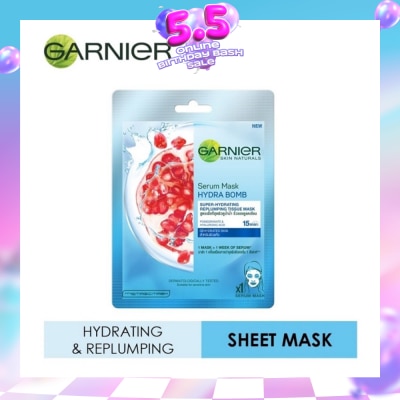 GARNIER - Hydra Bomb Pomegranate Super Hydrating Replumping Serum Tissue Mask 1s