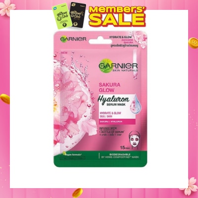 GARNIER Hydra Bomb Sakura Glow Super Hydrating Pinkish Glow Serum Tissue Mask 1s
