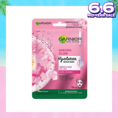 GARNIER Hydra Bomb Sakura Glow Super Hydrating Pinkish Glow Serum Tissue Mask 1s