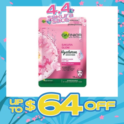 GARNIER - Hydra Bomb Sakura Glow Super Hydrating Pinkish Glow Serum Tissue Mask 1s