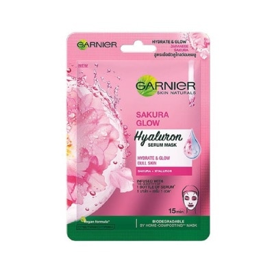 GARNIER Hydra Bomb Sakura Glow Super Hydrating Pinkish Glow Serum Tissue Mask 1s