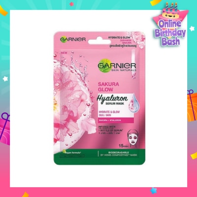 GARNIER Hydra Bomb Sakura Glow Super Hydrating Pinkish Glow Serum Tissue Mask 1s