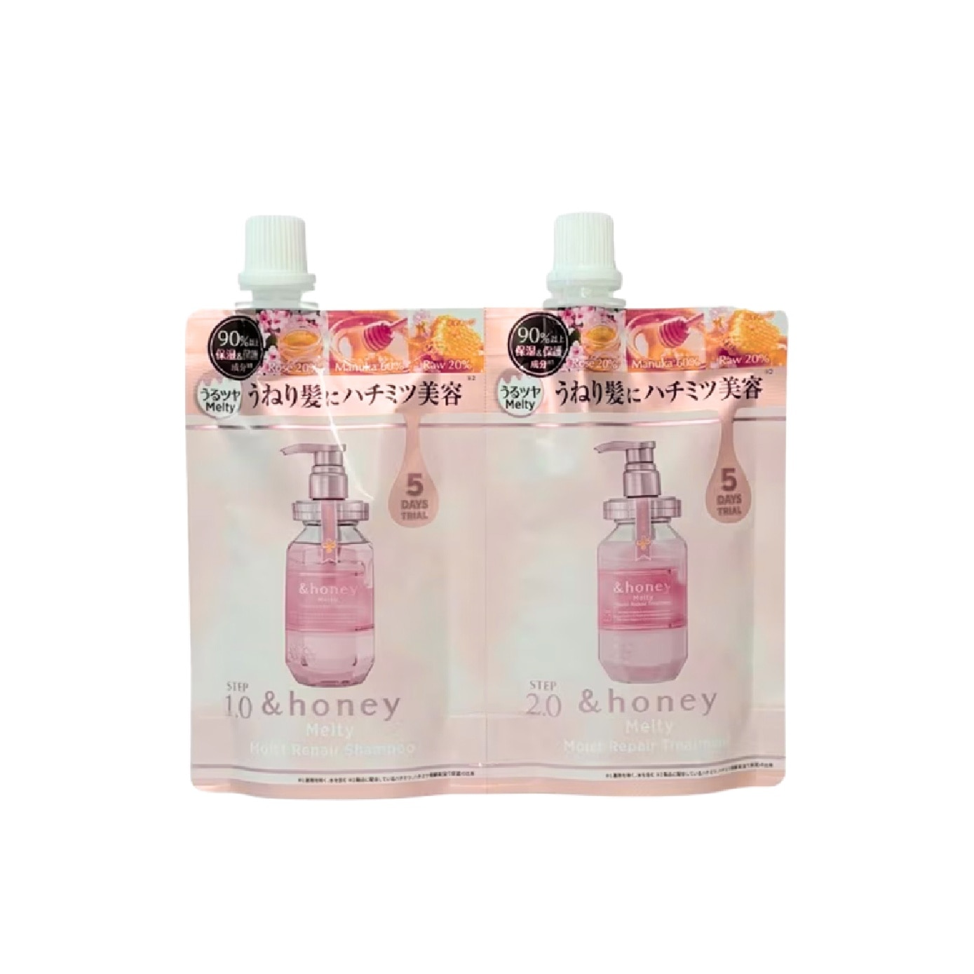 Melty Moist 5-Days Trial Travel Pack consists Shampoo 40ml + Treatment 40g
