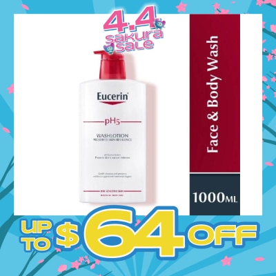 EUCERIN - pH5 Face & Wash Lotion (For Dry Sensitive Skin + Restores Skin's Natural Defense) 1000ml