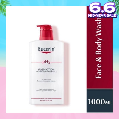 EUCERIN pH5 Face & Wash Lotion (For Dry Sensitive Skin + Restores Skin's Natural Defense) 1000ml