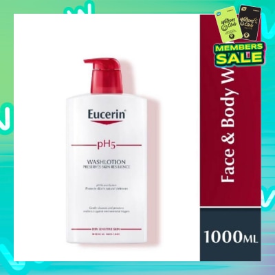 EUCERIN pH5 Face & Wash Lotion (For Dry Sensitive Skin + Restores Skin's Natural Defense) 1000ml