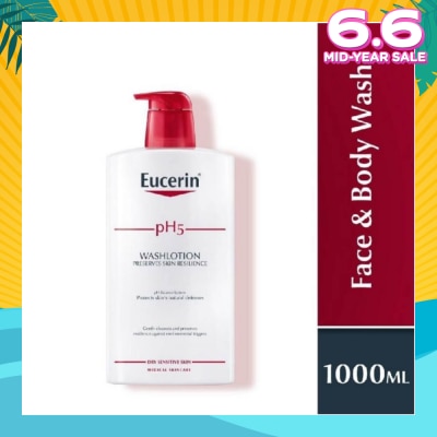 EUCERIN pH5 Face & Wash Lotion (For Dry Sensitive Skin + Restores Skin's Natural Defense) 1000ml