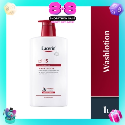 EUCERIN - pH5 Face & Wash Lotion (For Dry Sensitive Skin + Restores Skin's Natural Defense) 1000ml