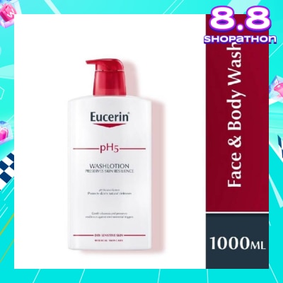 EUCERIN pH5 Face & Wash Lotion (For Dry Sensitive Skin + Restores Skin's Natural Defense) 1000ml