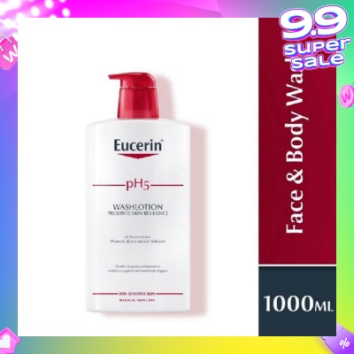 EUCERIN pH5 Face & Wash Lotion (For Dry Sensitive Skin + Restores Skin's Natural Defense) 1000ml