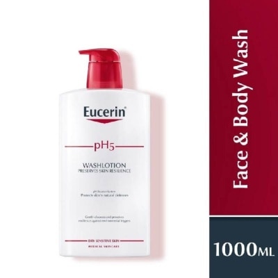 EUCERIN pH5 Face & Wash Lotion (For Dry Sensitive Skin + Restores Skin's Natural Defense) 1000ml