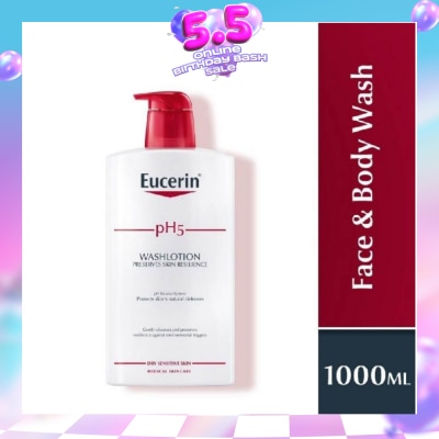 EUCERIN - pH5 Face & Wash Lotion (For Dry Sensitive Skin + Restores Skin's Natural Defense) 1000ml