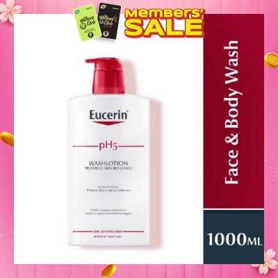 EUCERIN pH5 Face & Wash Lotion (For Dry Sensitive Skin + Restores Skin's Natural Defense) 1000ml