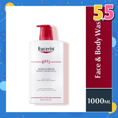 EUCERIN pH5 Face & Wash Lotion (For Dry Sensitive Skin + Restores Skin's Natural Defense) 1000ml