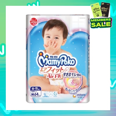 MAMYPOKO MamyPoko Air Fit Tape Size M (for 6kg to 11kg) 64s (Expiry: Feb`2026)