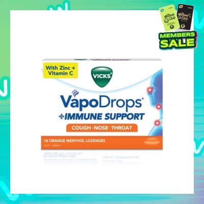 VICKS VapoDrops +Immune Support Lozenges Orange Menthol 16 Lozenges