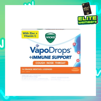 VICKS VapoDrops +Immune Support Lozenges Orange Menthol 16 Lozenges