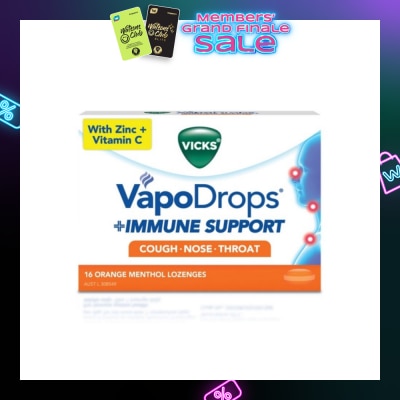 VICKS VapoDrops +Immune Support Lozenges Orange Menthol 16 Lozenges
