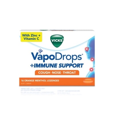 VICKS VapoDrops +Immune Support Lozenges Orange Menthol 16 Lozenges