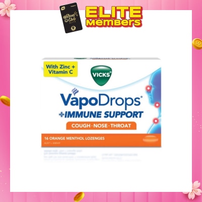 VICKS [CNY] VapoDrops +Immune Support Lozenges Orange Menthol 16 Lozenges