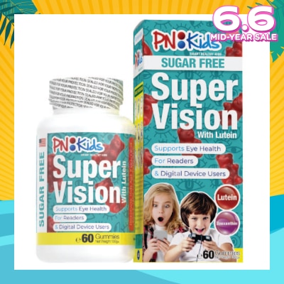 PNKids Super Vision Sugar Free Gummies For Kids (Helps Reduce Eye Fatigue Supports Eye Health & Visual Acuity) 60s