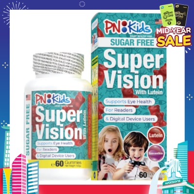 PNKids Super Vision Sugar Free Gummies For Kids (Helps Reduce Eye Fatigue Supports Eye Health & Visual Acuity) 60s