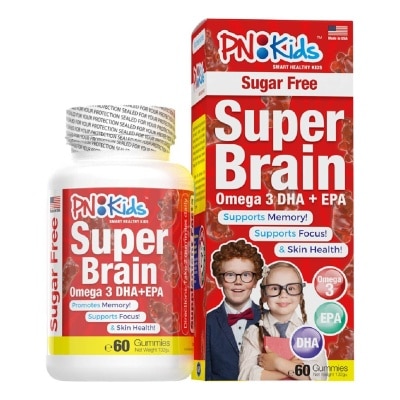 PNKids Super Brain Omega 3 DHA + EPA Sugar Free Gummies For Kids (Supports Memmory Mental Focus Vision & Skin Health) 60s