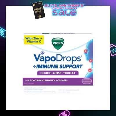VICKS VapoDrops +Immune Support Lozenges Blackcurrant Menthol 16 Lozengers