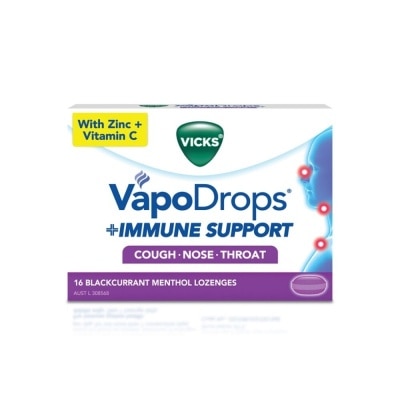 VICKS VapoDrops +Immune Support Lozenges Blackcurrant Menthol 16 Lozengers