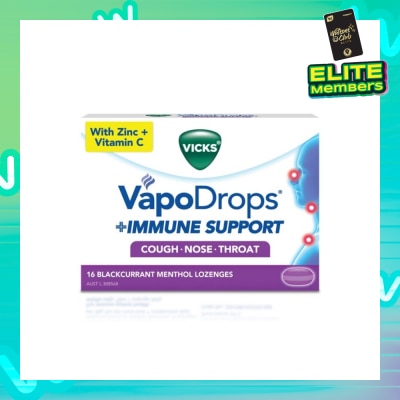 VICKS VapoDrops +Immune Support Lozenges Blackcurrant Menthol 16 Lozengers