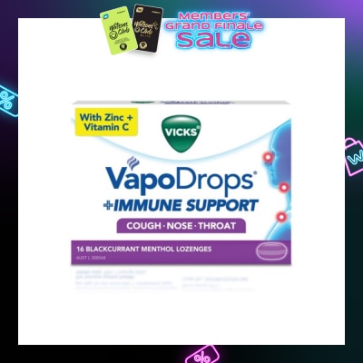 VICKS VapoDrops +Immune Support Lozenges Blackcurrant Menthol 16 Lozengers