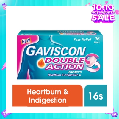 GAVISCON Double Action Chewable Tablet (For Fast Relief of Heartburn & Indigestion) 16s